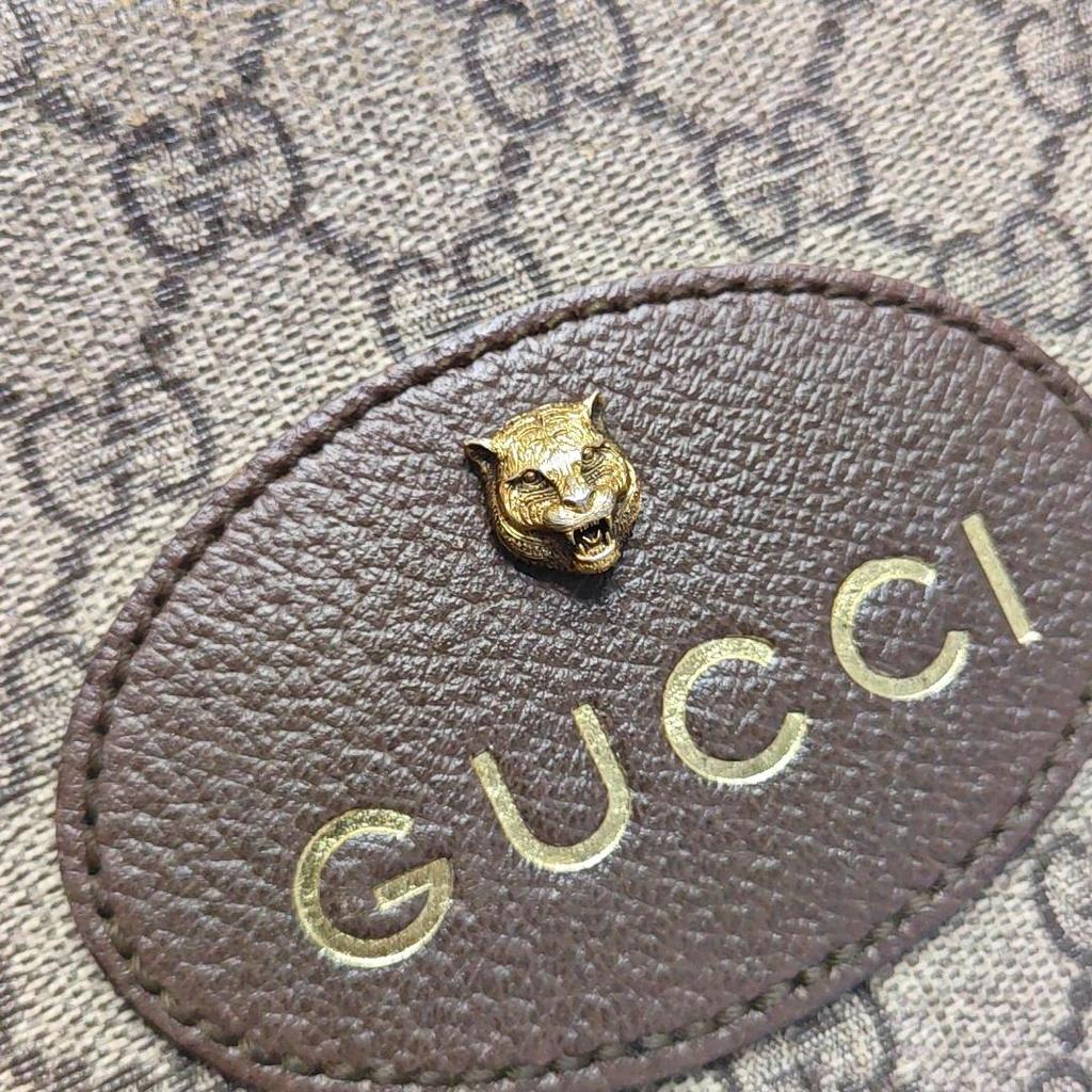 [Pre-Owned] Neo Vintage Series Gold Foil Logo Metal Tiger Head Monogram Canvas And Leather Camera Bag - Very Good #BOQEC0