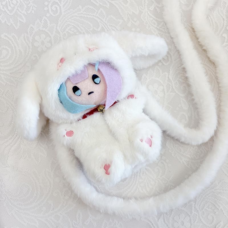 Fluffy stuffed animal costume with shoulder strap [for 15cm] White (Rabbit) Stuffed animal costume Stuffed animal g.triger Oshi Stuffed animal