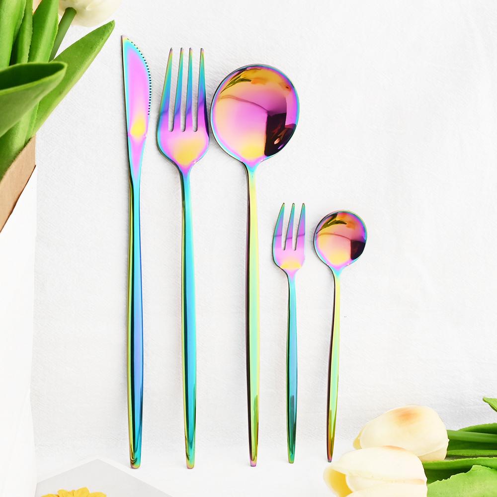 30Pcs Black Gold Cutlery Set Knife Fork Spoon Dinnerware Set Stainless Steel Cake Fork Teaspoon Tableware Party Kitchen Flatware