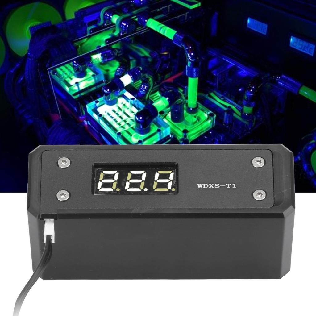 Water Cooling Digital Thermometer G14 Black Panel Red Blue Green White Display(Black Panel White