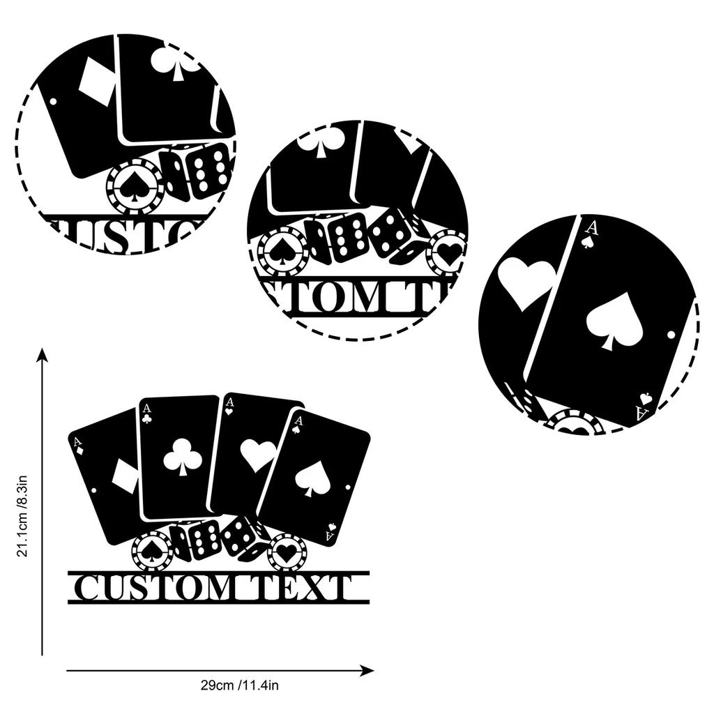 Metal Wall Art Poker Player Gift Casino Decor Playing Card Sign Man Cave Game Room