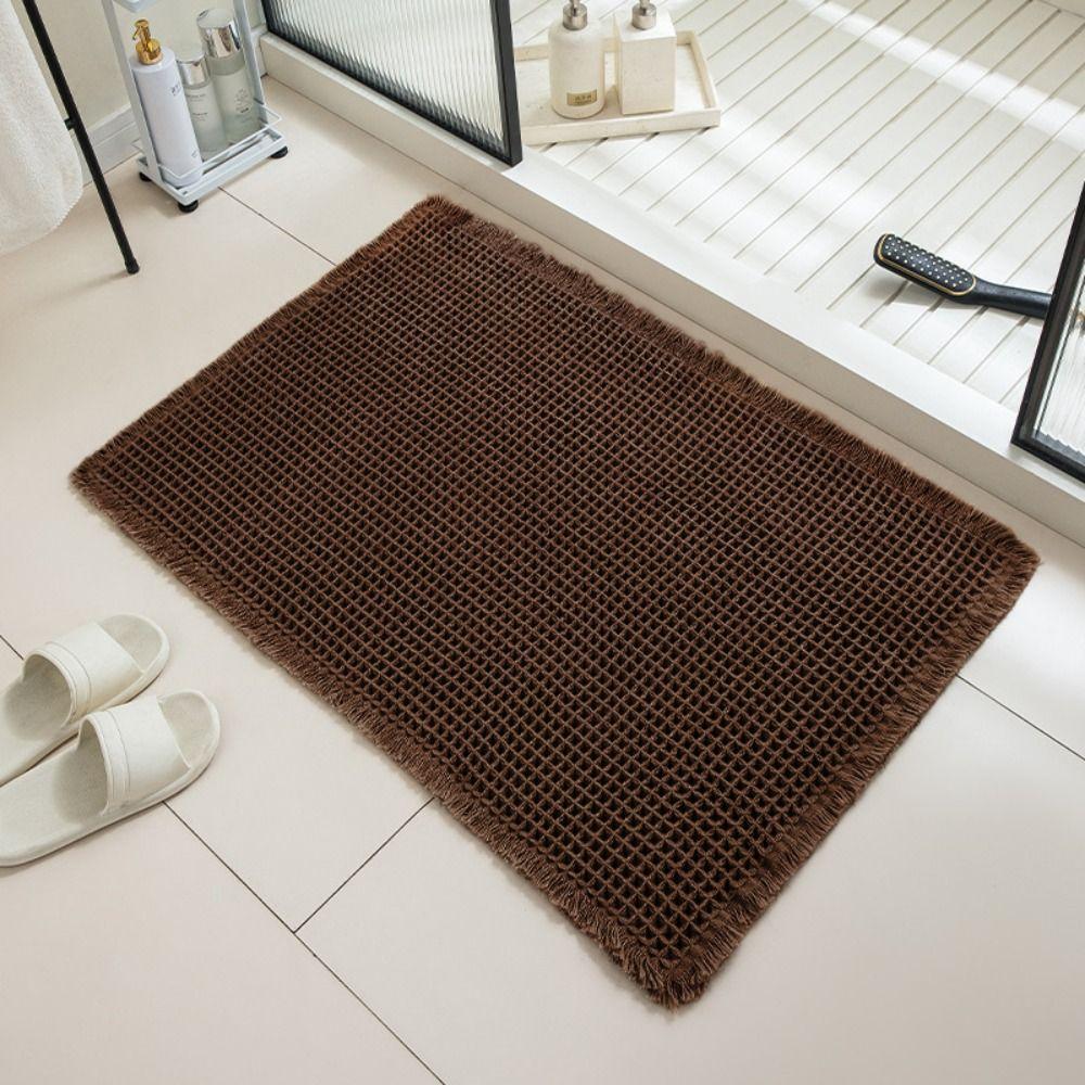 Non-Slip Bathroom Carpet Doormat Floor Mat Thicker Linen Woven Bath Mat  Bathroom
