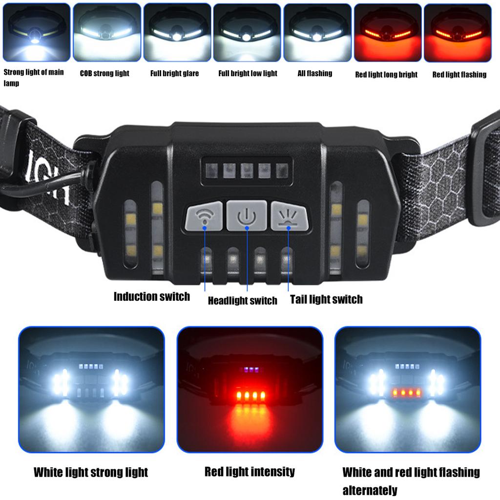 LED Induction Headlamp COB Multifunctional Headlight LED Mini Induction Headlamp Waterproof Camping Torch Head Lamp for Outdoors