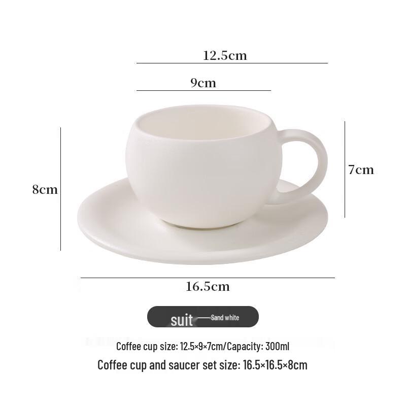 Retro Frosted Ceramic Coffee Cup with Saucer