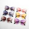 The Dance Party Butterfly Shape Diamond-inlaid Frameless Sunglasses Women Exaggerated Sunglasses Women Round Face Big Face