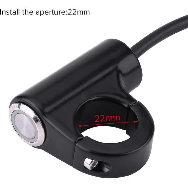 Motorcycle Push Start Button with Horn, Headlight, Brake, Fog Lights - 7/8  (22mm) Automatic Return with Green Light