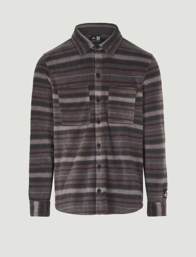 O'neill Superfleece Shirt Gray Crossover Stripe [2350035-38017] Size XL