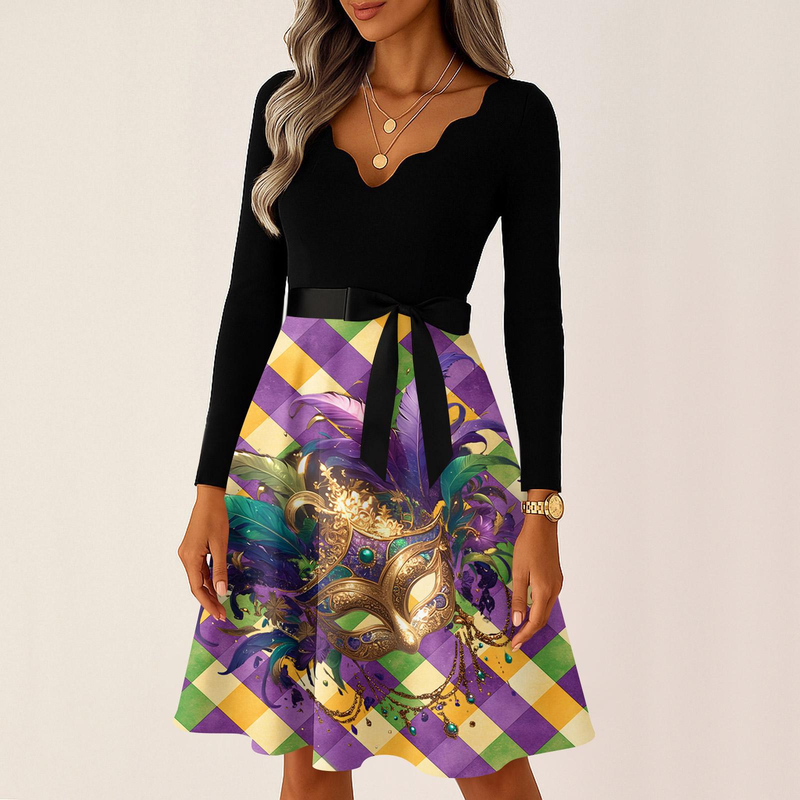 

Женское повседневное модное платье с V-образным вырезом и длинным рукавом с принтом в винтажном стиле XL арбуз красный