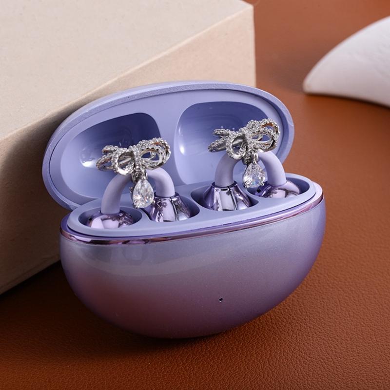 Rhinestones Clip on Earbuds Clip Open Ear Removable Ear Accessories DIY Decoration for Freeclip