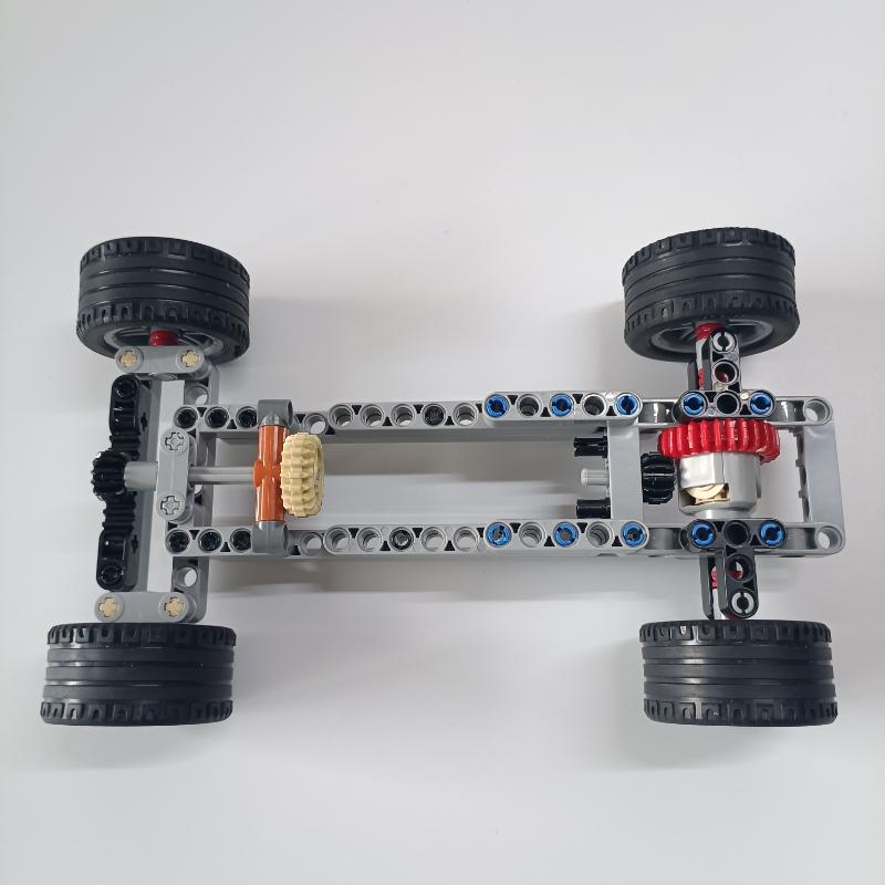 assembly building block toy car chassis assembled and modified with rear-wheel drive steering differential components