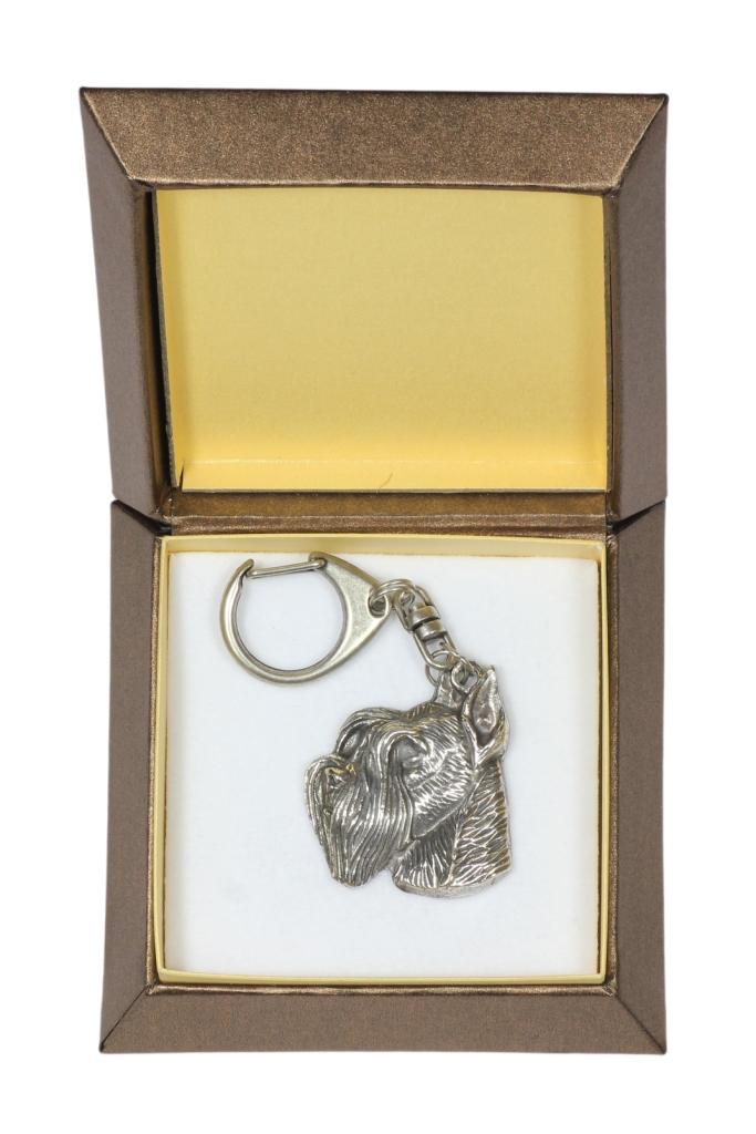 Schnauzer I - Silver-plated Key Ring with a Dog In a Gift Box, Handbag Decoration, Backpack Pendant by Art-Dog Brand