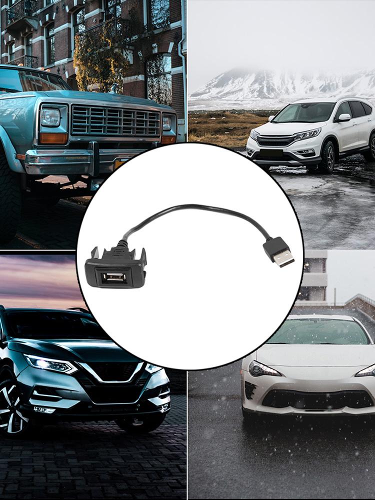 25cm Extension Cable Auto Accessories Car Dash Board Extension Cable USB 2.0 Port Black for Toyota Hilux Vigo Fortuner 2004-2012