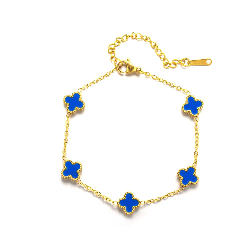 9mm Double-sided Four-Leaf Clover Necklace and Bracelet Set - Stylish Elegant and Luxurious Titanium Steel Jewelry
