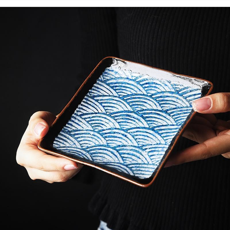 Ceramic Stripe Sushi Dishes Hotel Restaurant Tableware 9 Inch Rectangular Sashimi Dessert