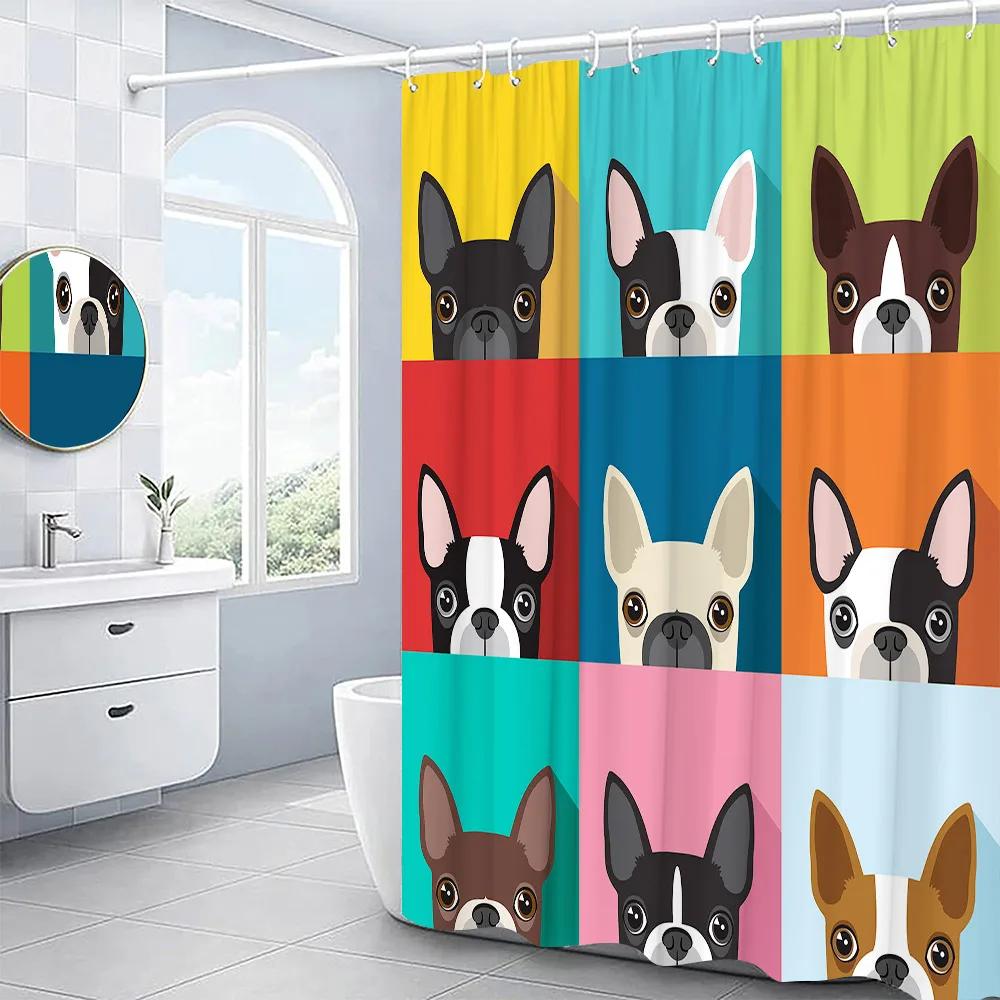 Cartoons Animals Shower Curtains Cute Dinosaurs Fish Funny Cats Dogs Paw Prints Bathroom Decor Accessories Fabric Bath Curtains