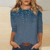 Women's Fashion Casual Round Neck 3/4 Sleeve Loose  Printed T-Shirt Ladies Top