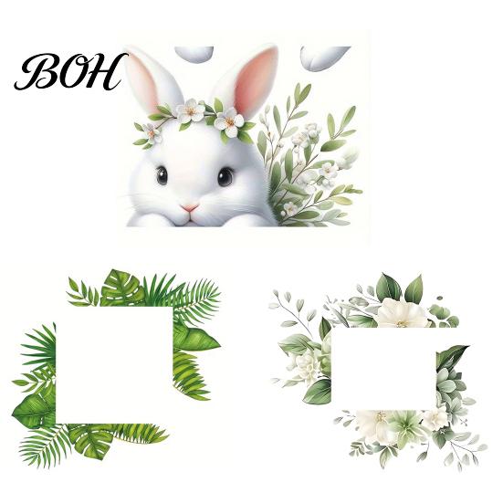 Switch Decal Removable Plants Flower Sticker, Decorative Green Leaf Floral Bunny Light Paint Safe Sticker Socket Decal, DIY Art Murals for Kids Girls