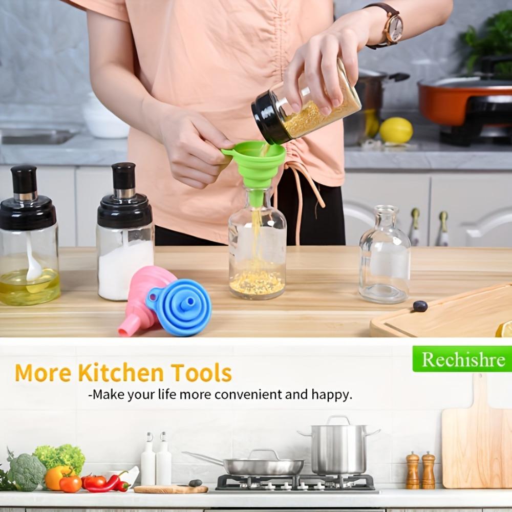 1pc Collapsible Silicone Funnel - Flexible, Foldable, Mini Funnel for Liquids, Jam, Beans, Automotive, Flask - Easy to Use