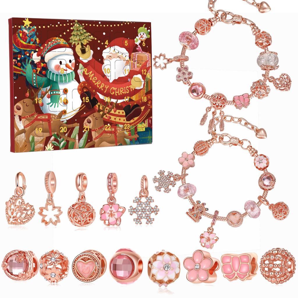 DIY Beaded Bracelet Advent Calendar: Rose Gold Jewelry for Christmas, New Year, Valentine's Day Gifts