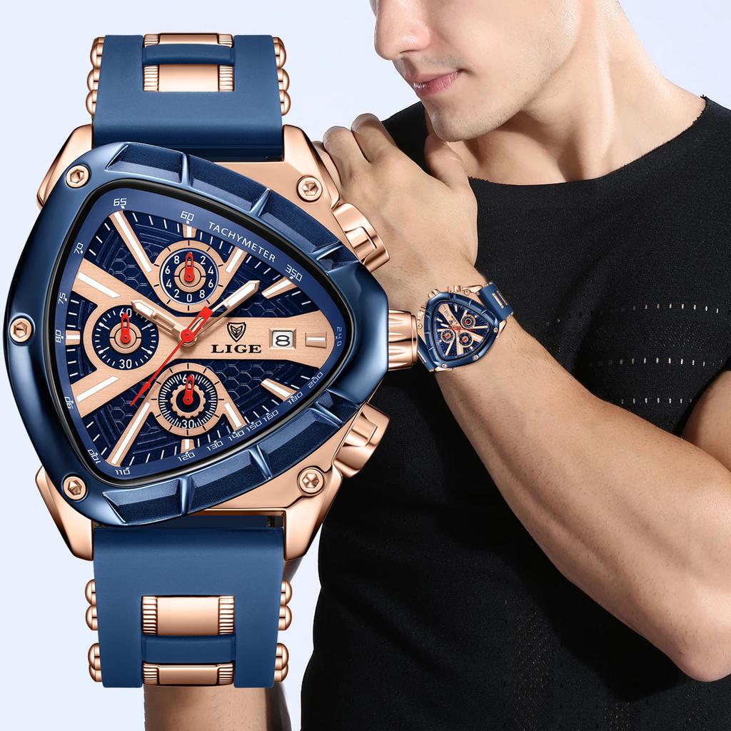 Business Sport Men's Quartz Wristwatches Fashion Military Silicone Watch for Men Waterproof Date Chronograph Montre Homme
