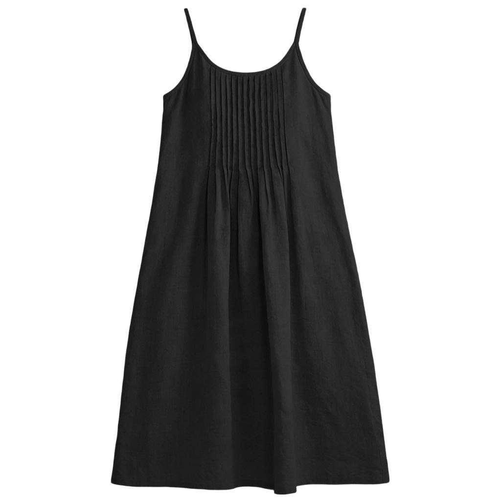 Linen Maxi Dresses for Women Sleeveless V Neck Long House Dress Casual Loose Fit Summer Sundress with Pockets