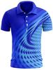 Stylish Geometric Short-sleeve Polo Shirt, Functional for Golf and Daily Casual Wear.