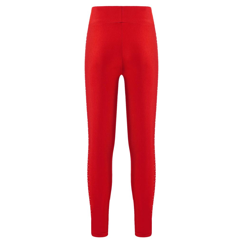 Girls Sparkly Rhinestones High Waist Elastic Waistband Figure Skating Pants Dance Gymnastics Leggings