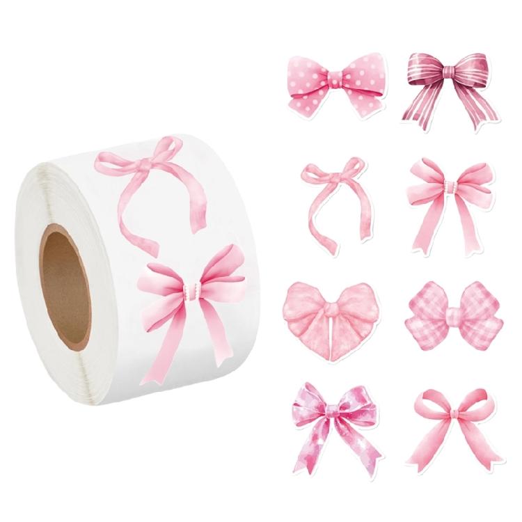 500 Pcs Decorative Sticker Pink Bows Seal Sticker Gift Box Blessing Sticker Adhesive Sticker for Scrapbooking Journal 1