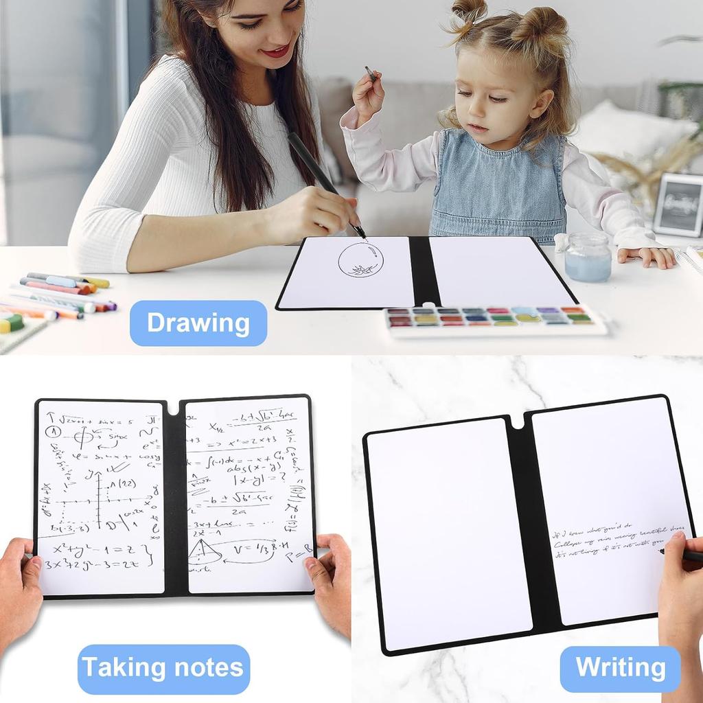 Cuaderno de Pizarra Blanca Portátil 24 x 16 5 Cmcuaderno Borrable Pizarra Blanca Borrable Borrable Pizarra Blanca para Negocios Hogar Oficina Gris