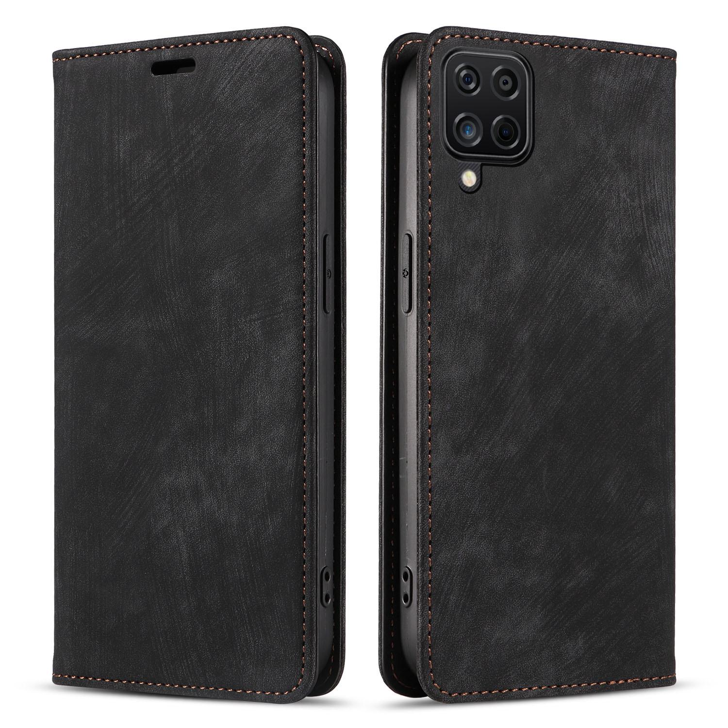 

Кожаный чехол для Samsung A12, A52, A32 5G, A21S, A23 - защитный чехол от падений и магнитной присоски. A12 чёрный