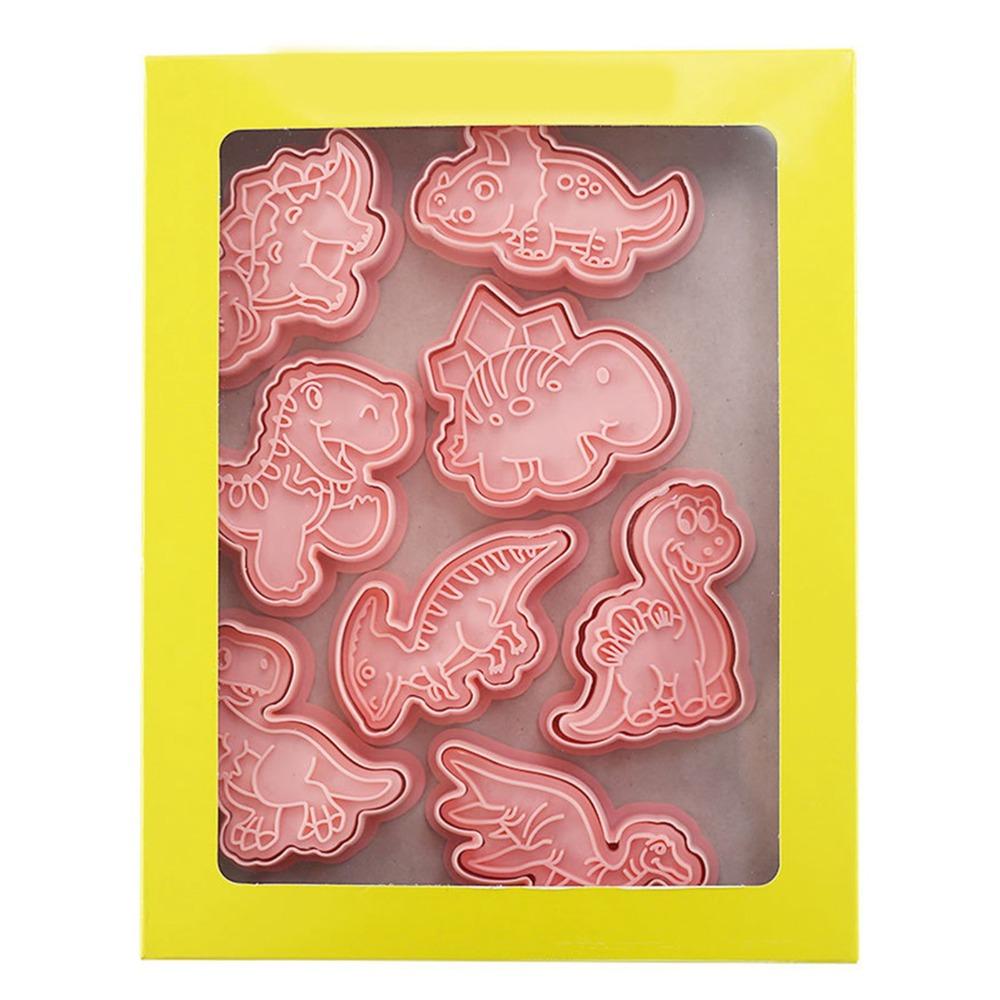 8PCS 3D Embossed Details Dinosaur Cookie Cutter PP Cookie Cutter Set Baking Kit Kids DIY Desserts