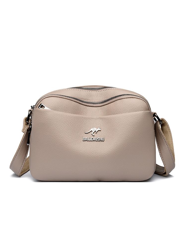 

Soft leather texture bag 2025 new casual versatile shoulder small round bag multi-layer large-capacity shoulder messenger bag