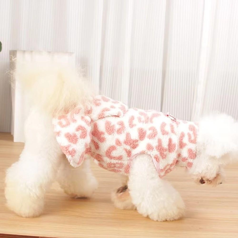 Leopard Dog Dress Coat Hoodies Puppy Skirt Chiwawa Pullover Sweatshirt Winter Fleece Sleeveless Vest Pet Clothes For Small Dogs