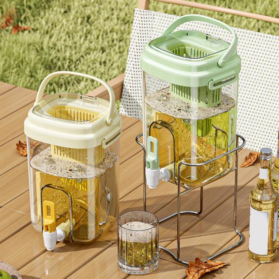 2L Drink Dispenser Large Capacity Cold Water Pitcher with Built-in Filter Tea Juice Leak-Proof Faucet Beverage Container