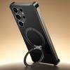 For Samsung Galaxy S24 Ultra Magnetic Case with Kickstand Borderless PU+Metal Drop Proof Phone Back Cover