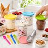 Ripple Texture Ice Cream Storage Cup Compatible with Ninja Creami NC500 NC501 NC700 701-800ml Capacity Food Grade Plastic Container with Lid