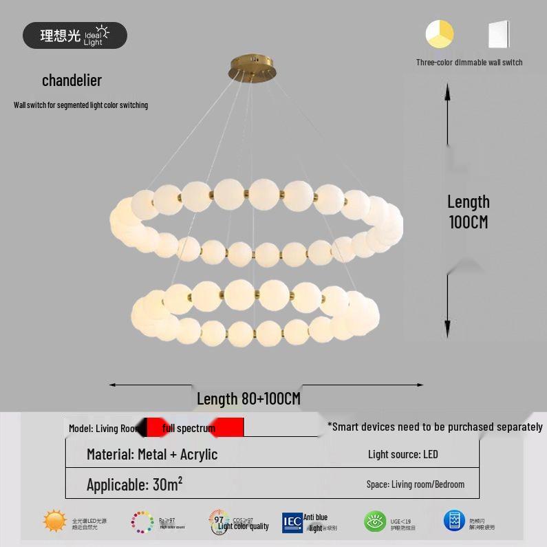 Italian Cream Minimalist LED Pendant Lamp for Living Room and Stairwell