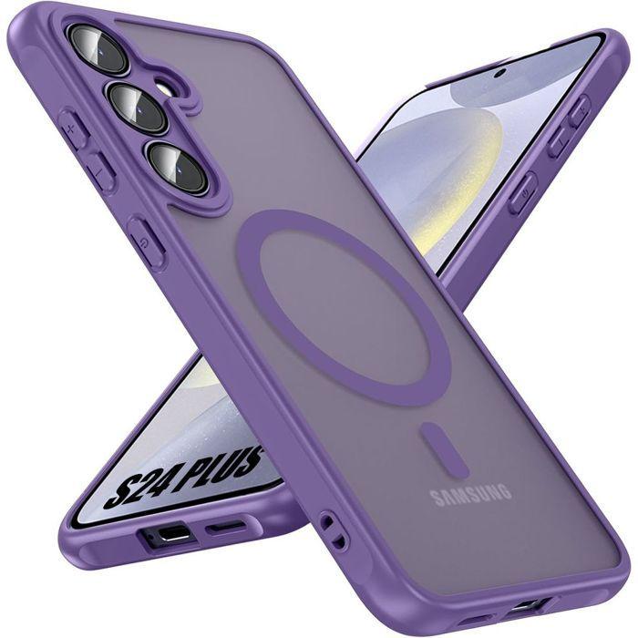 Coque pour Samsung Galaxy S24 Plus - Violet - Antichoc - Protection Caméra- avec 2 Verres Trempés