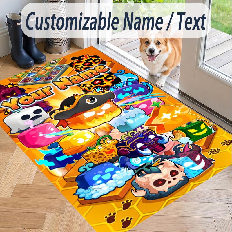 Custom Text Blox Fruits Pattern Floor Rug Soft Indoor Carpet Mat Living Room Bedroom