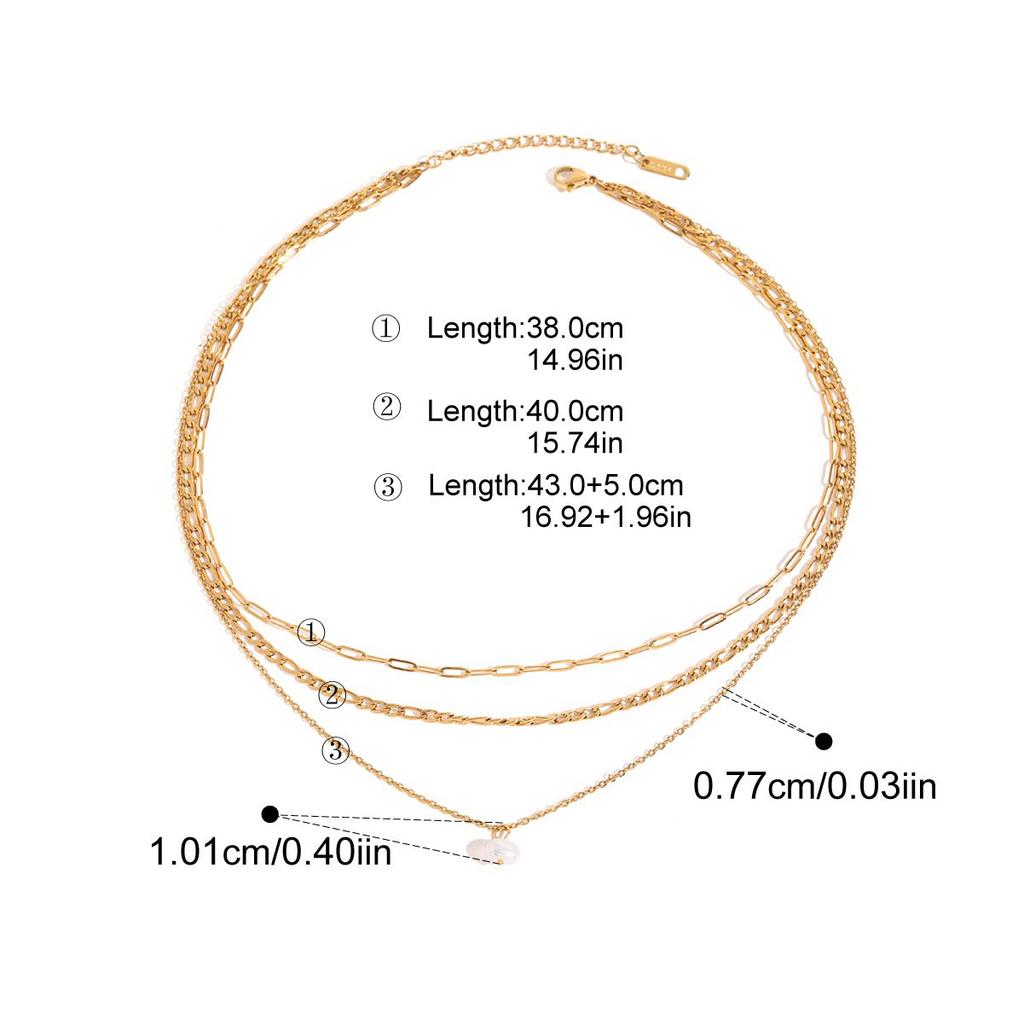 Yori Natural Freshwater Pearl Pendant Three-Layer Necklace Arrivals Stainless Steel Fashion Basic Daily Waterproof Jewelry