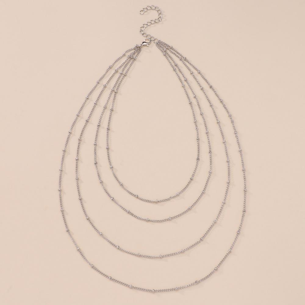 Personalized multi-layer chain mixed bead necklace, women wear multi-layer long necklaces