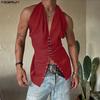 INCERUN Hauts de soirée basiques pour hommes, à col bénitier, sans manches, style bandage, dos nu, débardeurs