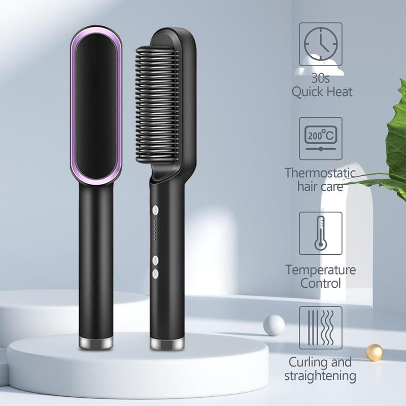 High Quality Professional Ceramic Hair Straightener & Curler Electric Fast Heating Comb Fashion Styling Brush