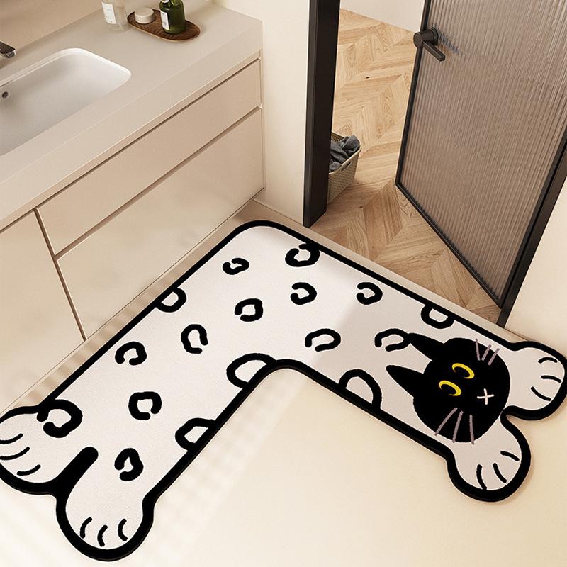 Diatom Mud Cartoon Kitchen Mat, Water Absorption, Non-Slip And Quick-Drying, Special-Shaped Floor Mat, Wear-Resistant And Dirt-Resistant, Easy To Take