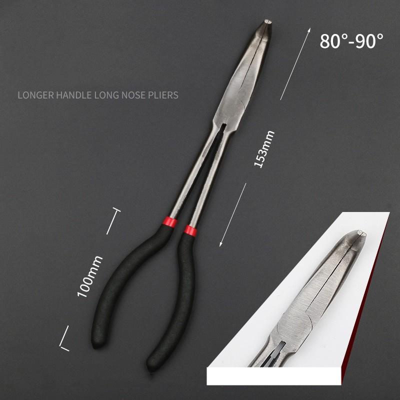 1pc 11-inch  Long Nose Pliers with Curved and Straight Tips - Ideal for Industrial, DIY Applications and Car Repair