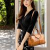 Geprägte glänzende Boston-Tasche Damen-Umhängetasche
