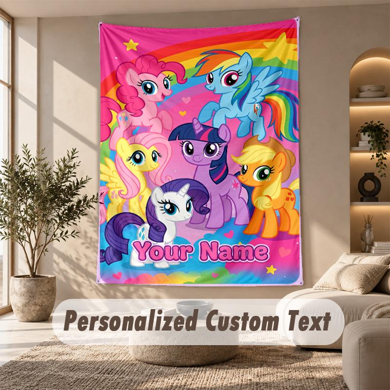 My Little Pony Tapestry, Personalized Custom Text, Wall Hanging Tapestry For Living Room Home Wall Decor