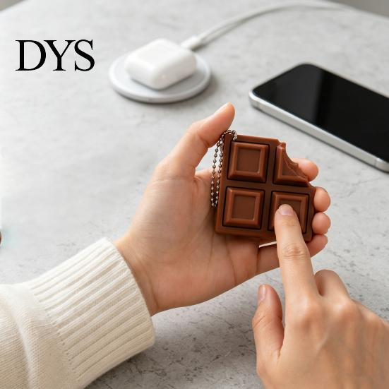 Chocolate Shape Stress Reliever 3D Printed Candy Bar Clicker Fidget Toy, Keyboard Desktop Decoration Keychain, Office Desk Relief Toy for Kids, Adults