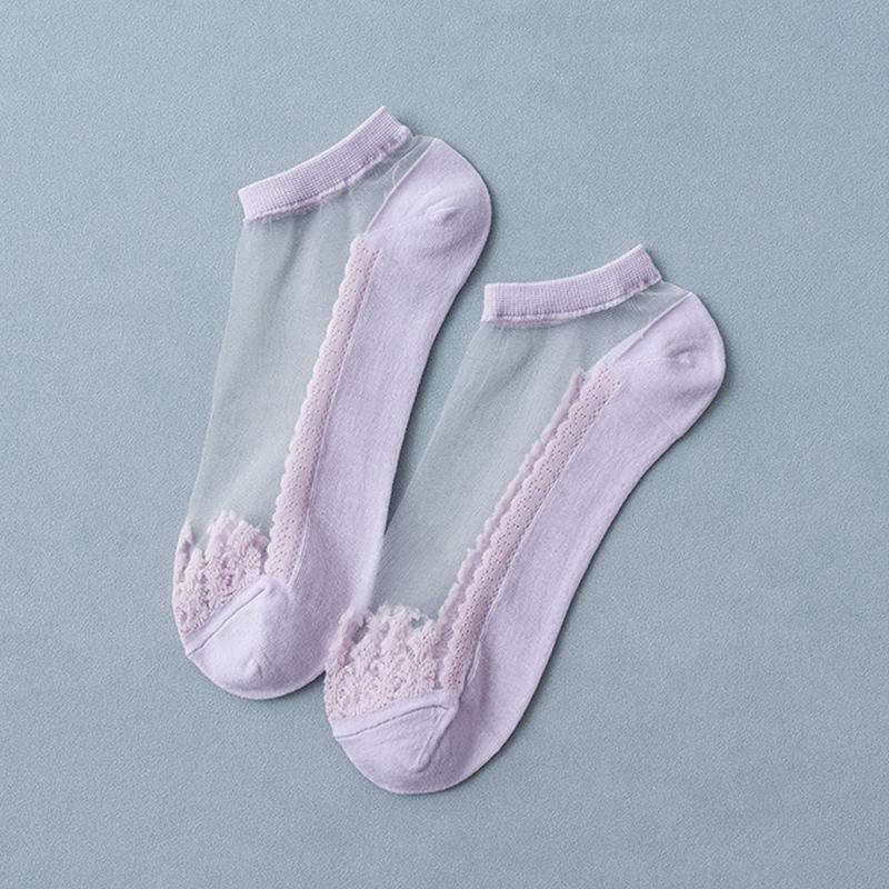 Summer Crystal Silk Low-Cut Breathable Women's Socks - Invisible, Wear-Resistant, Thin Cotton Bottom