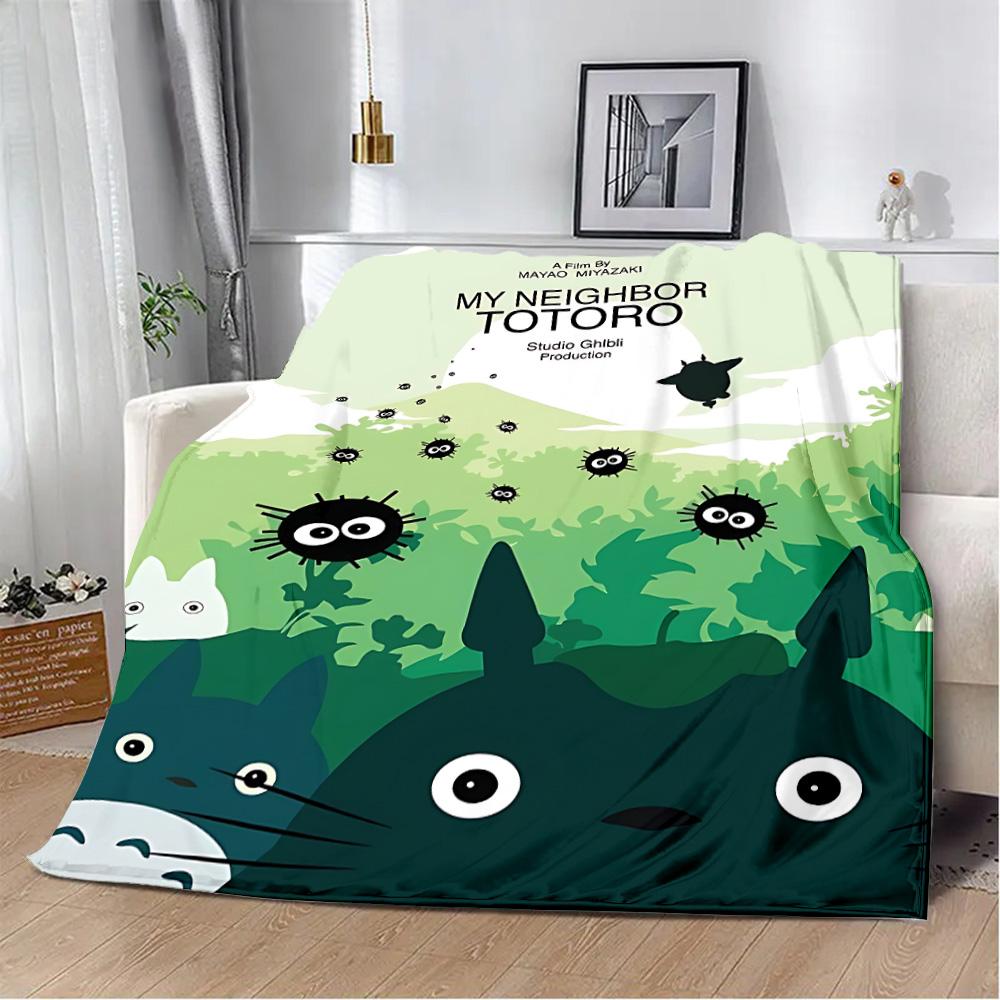 Hot Anime Cartoon Printed Blanket Picnic Blankets Warm Blanket Soft and Comfortable T-TotoroS Blanket Home Travel Birthday